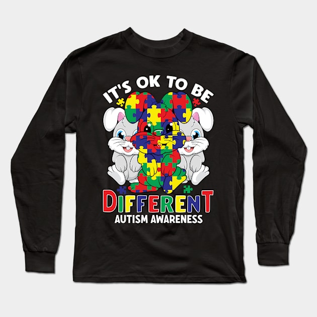 It's OK To Be Different Autism Awareness Puzzle Long Sleeve T-Shirt by theperfectpresents